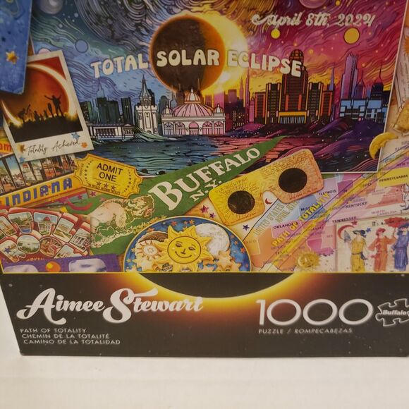 Lot 2  Puzzles 1000 piece each w/ Posters Path of Totality, One Quiet Morning - Picture 15 of 16